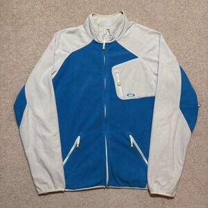Vtg Oakley Fleece Jacket Mens Large Blue Gray Full Zip Colorblock Gorpcore Y2K